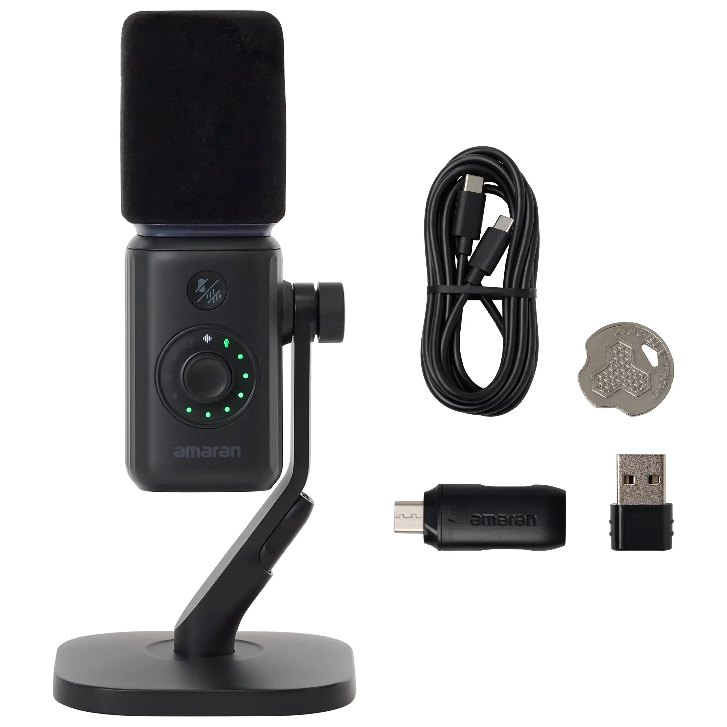 קיט מיקרופון שחור ומעמד שולחני Amaran Mic