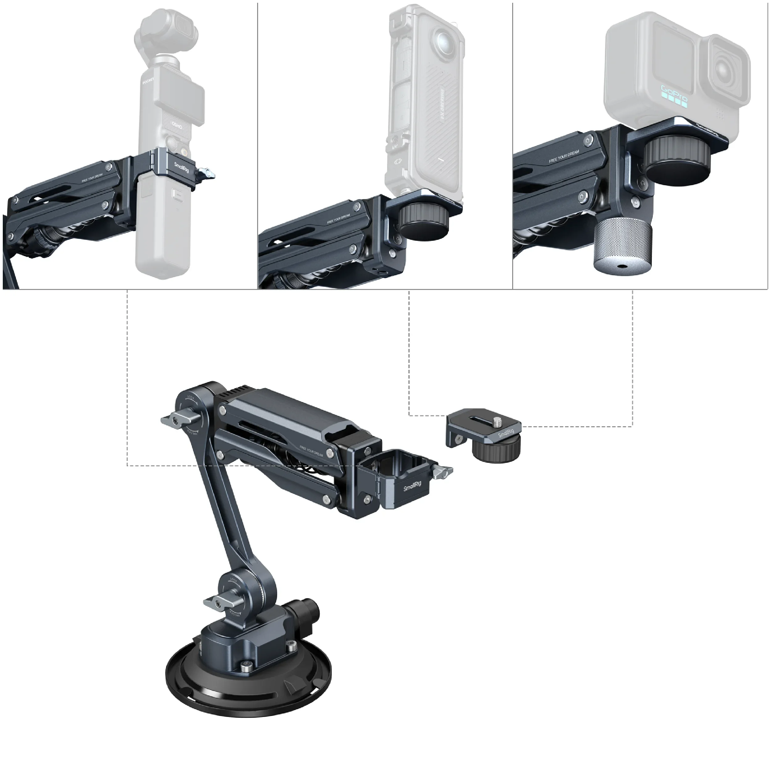 זרוע ואקום בולמת זעזועים למצלמות אקסטרים SmallRig 5123