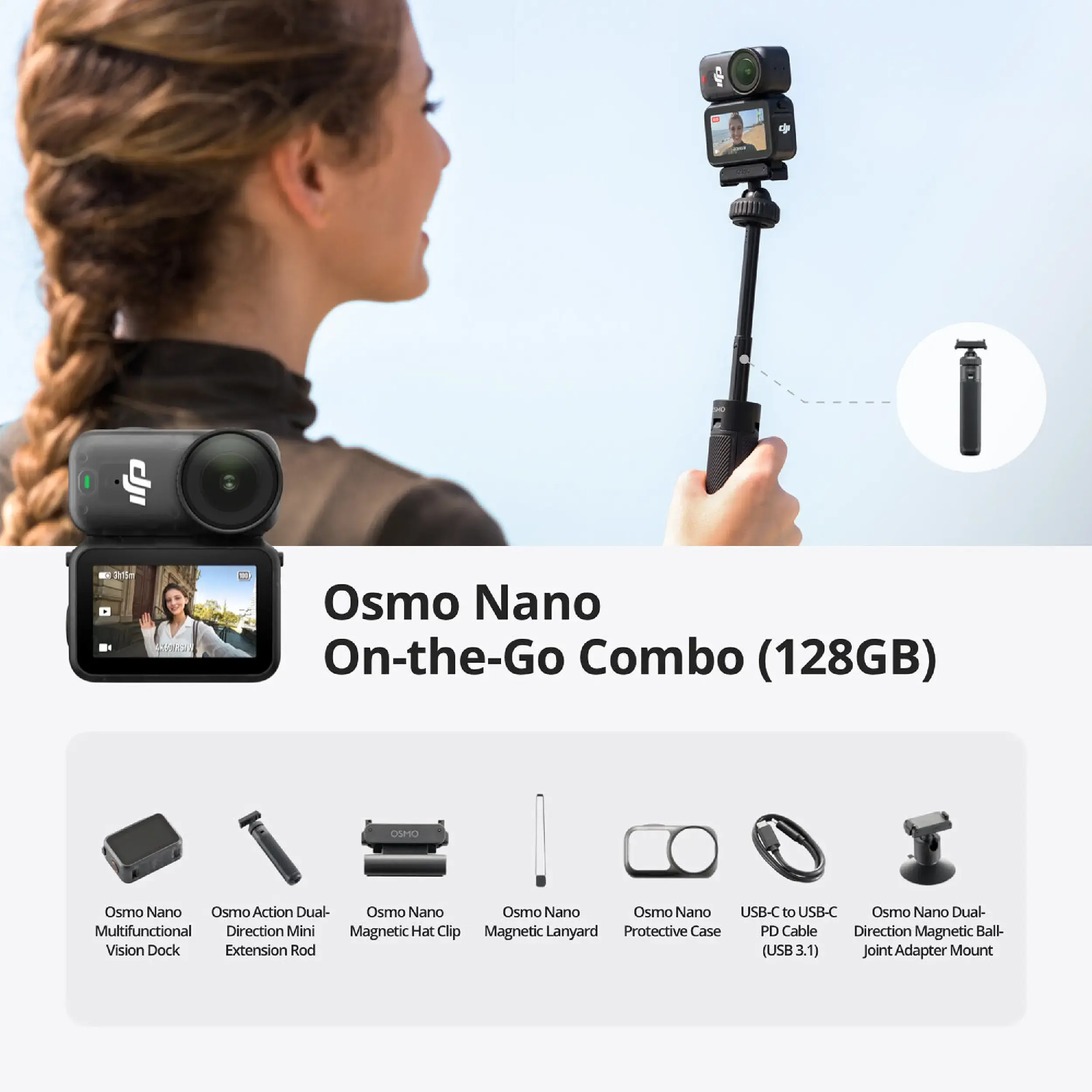 מצלמת אקסטרים DJI Osmo Nano Standard Combo 128GB