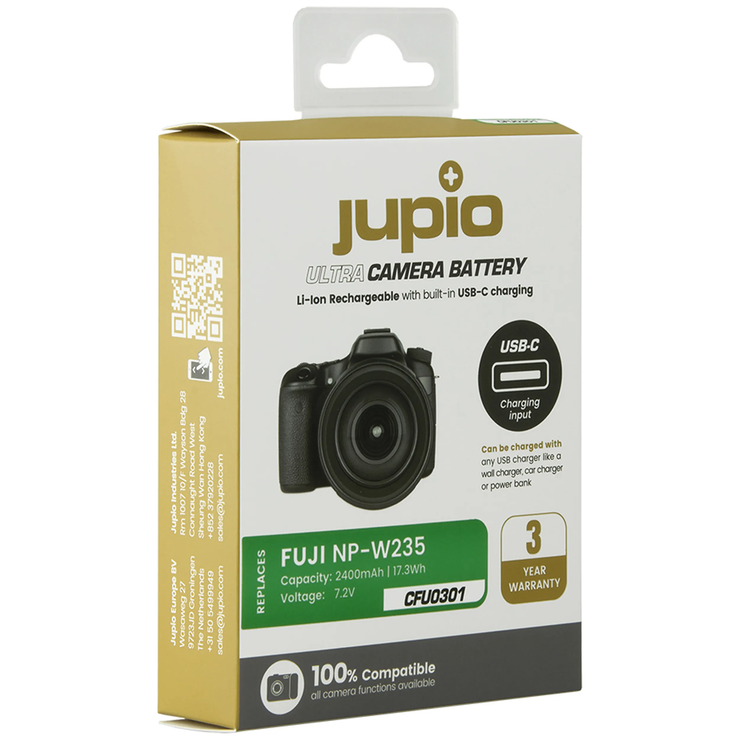 סוללת ליתיום NP-W235 *ULTRA C* (USB-C input) 2400mAh למצלמות FUJI