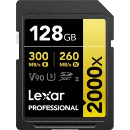 כרטיס זיכרון Lexar 128GB 2000x Professional SDXC UHS-II V90