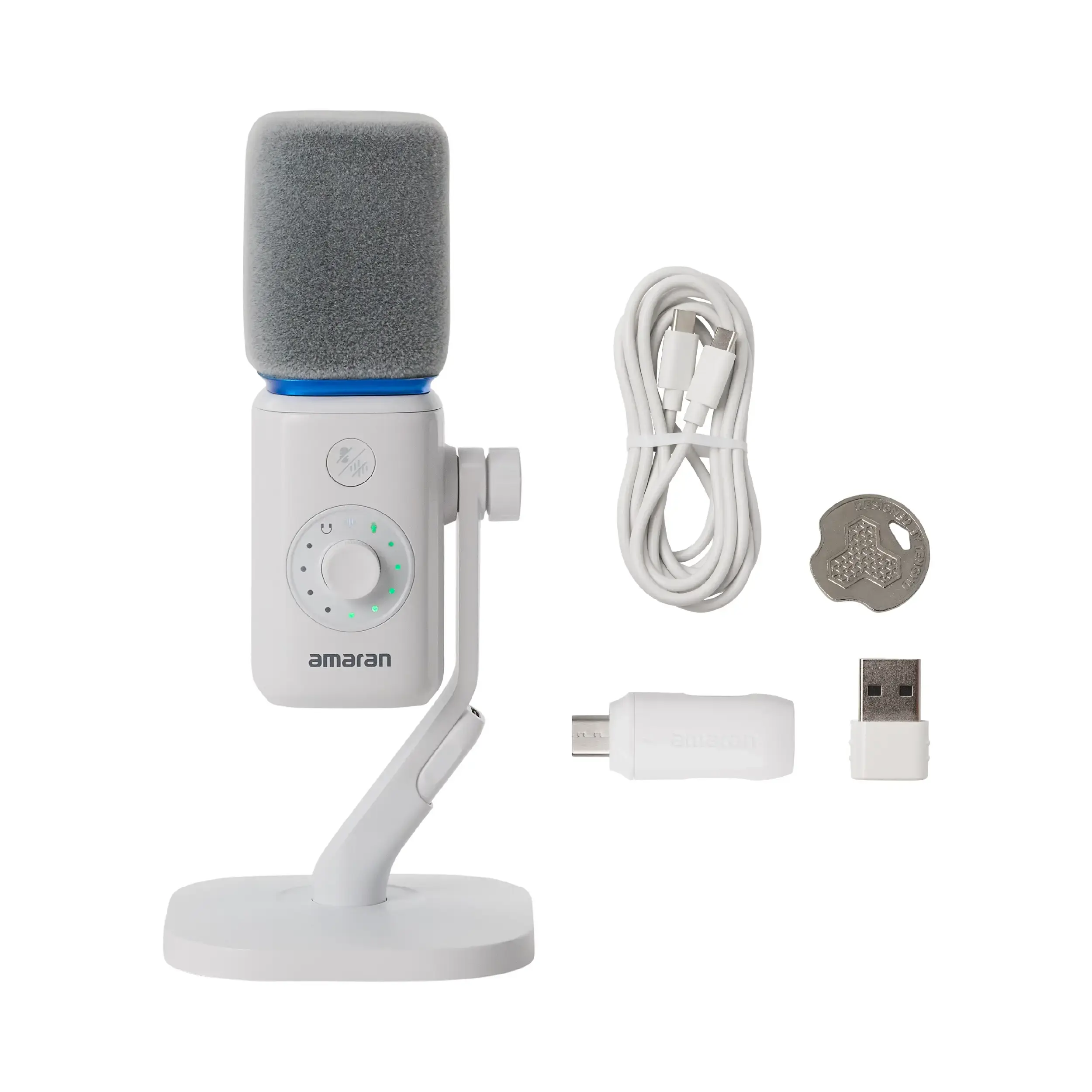 קיט מיקרופון לבן ומעמד שולחני Amaran Mic