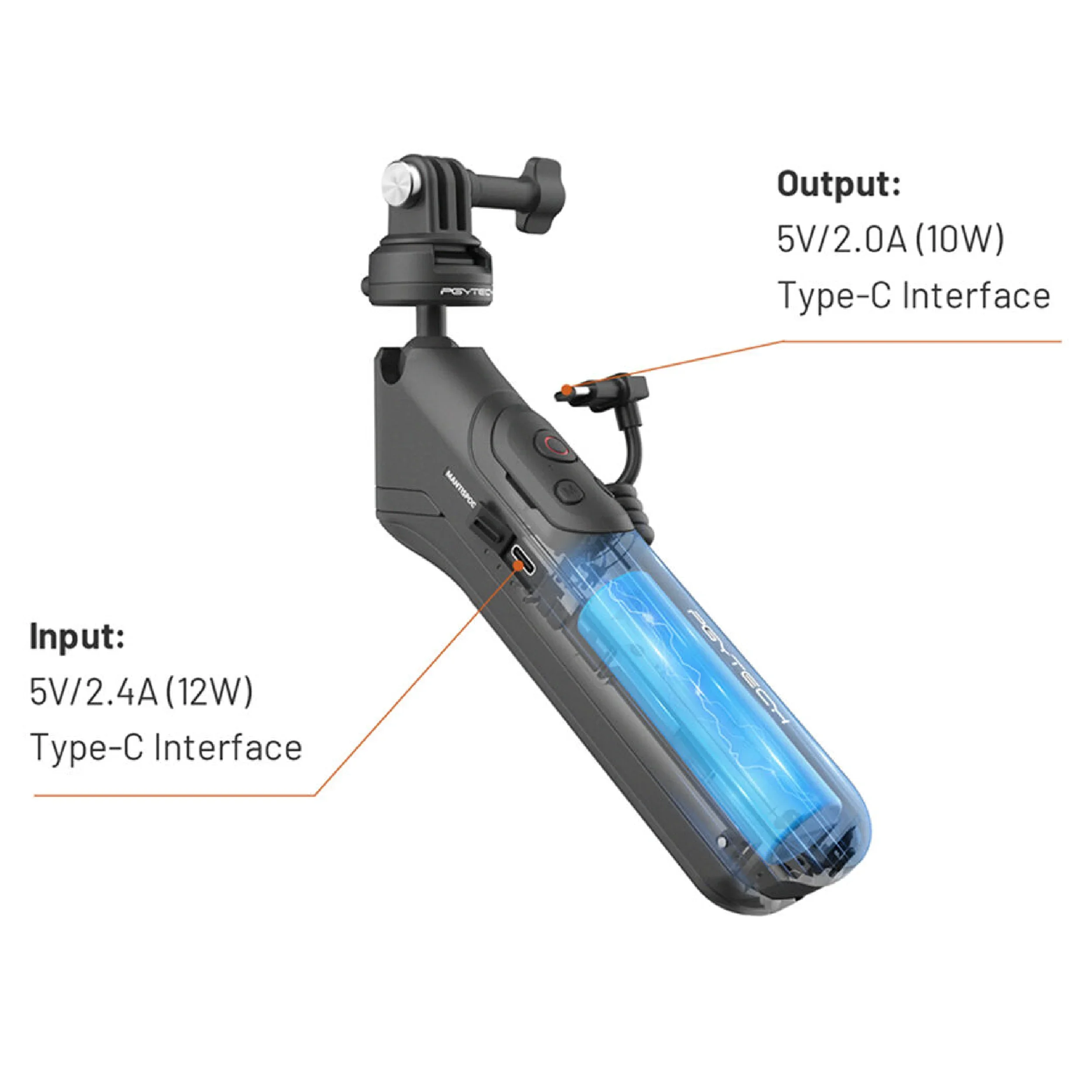ידית שליטה ל-Insta 360 כולל ספק מתח PGYTECH CapLock MantisPod
