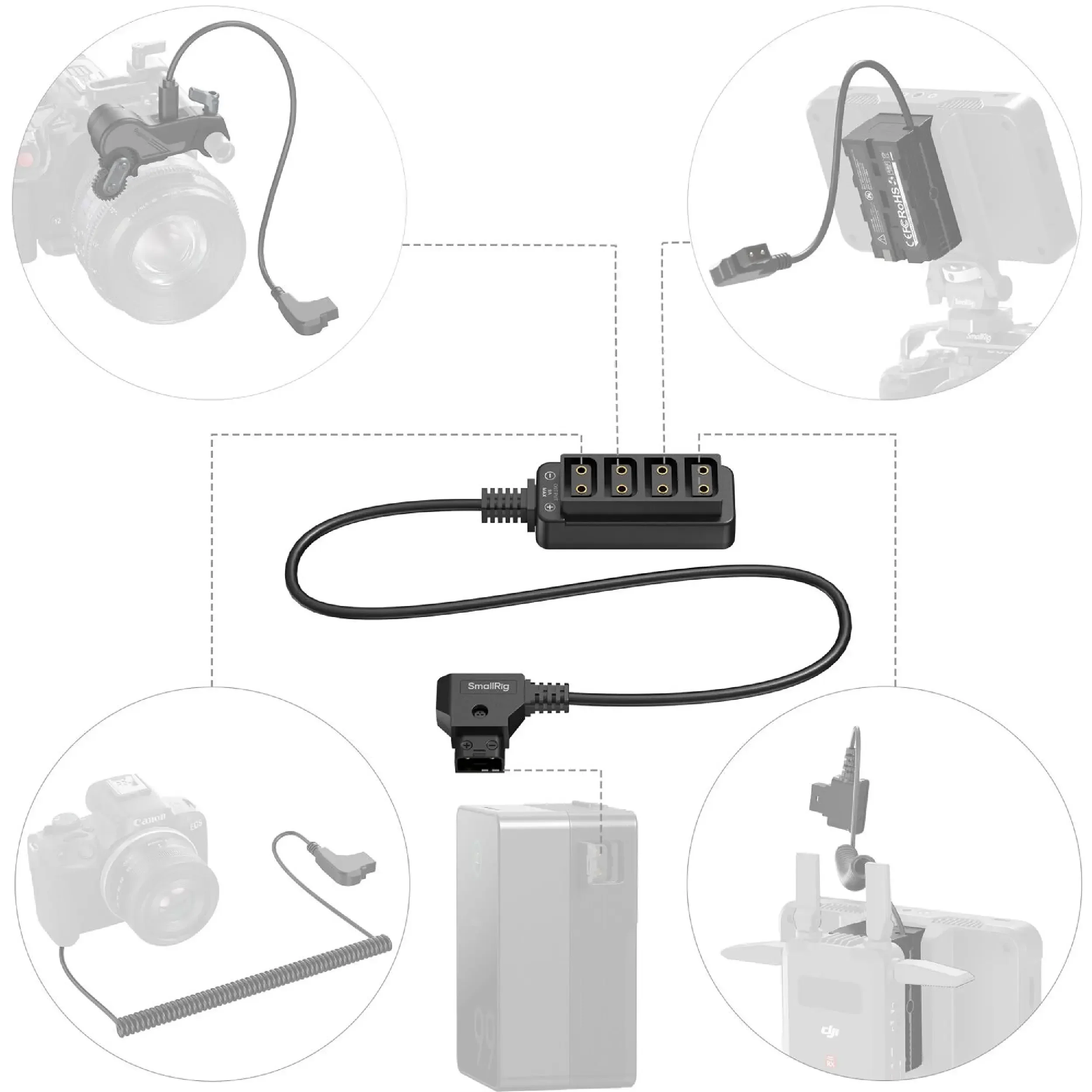 כבל מתח D-Tap מפצל 1 ל-4 יציאות SmallRig 4831