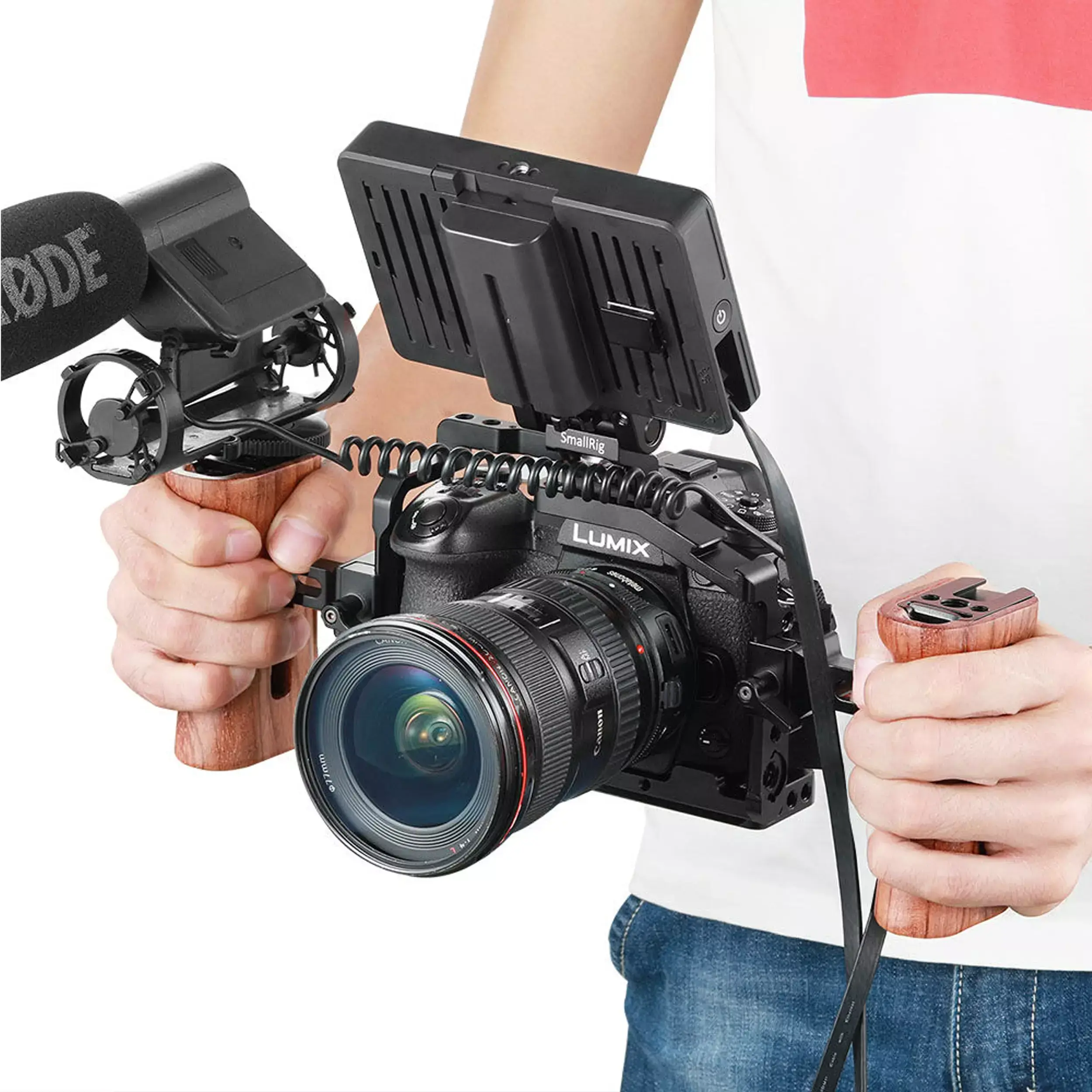ידית אחיזה מעץ עם חיבור NATO לכלוב SmallRig 2187B