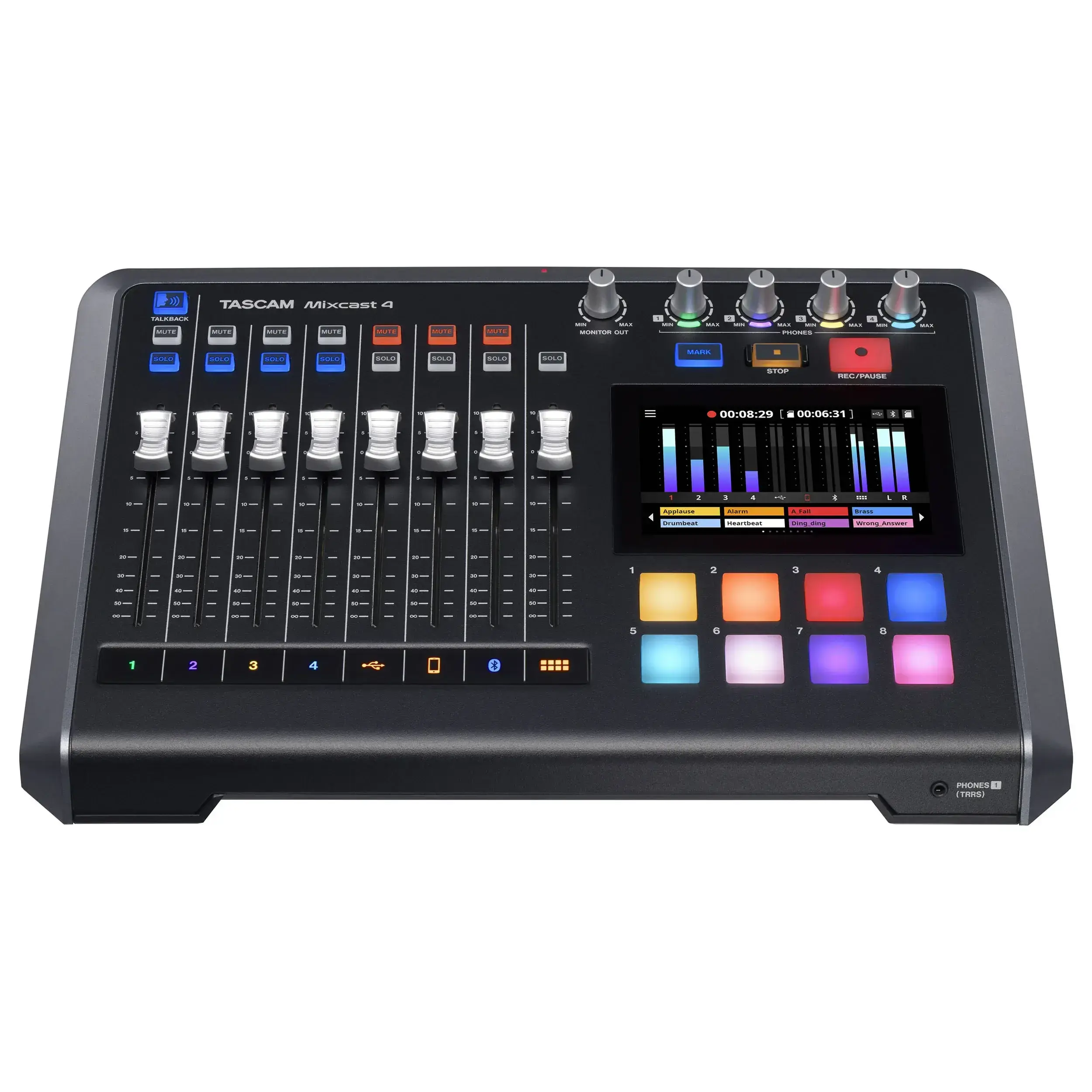 מקליט אודיו 4 ערוצים לפודקאסט Tascam Mixcast 4