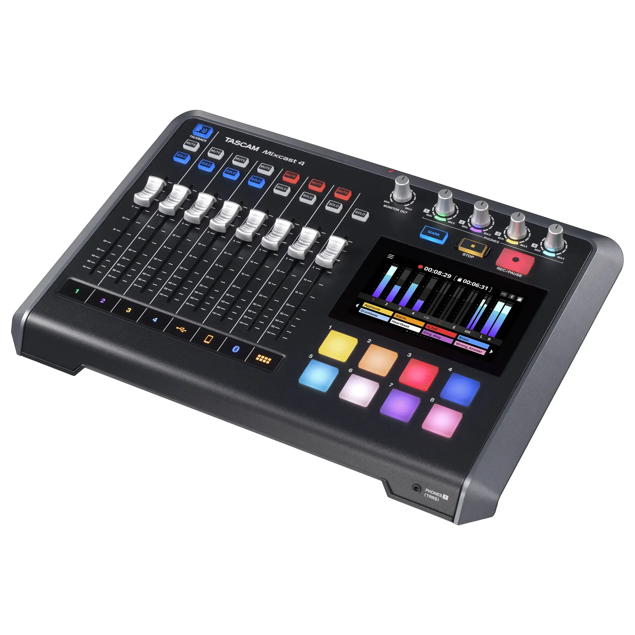 מקליט אודיו 4 ערוצים לפודקאסט Tascam Mixcast 4