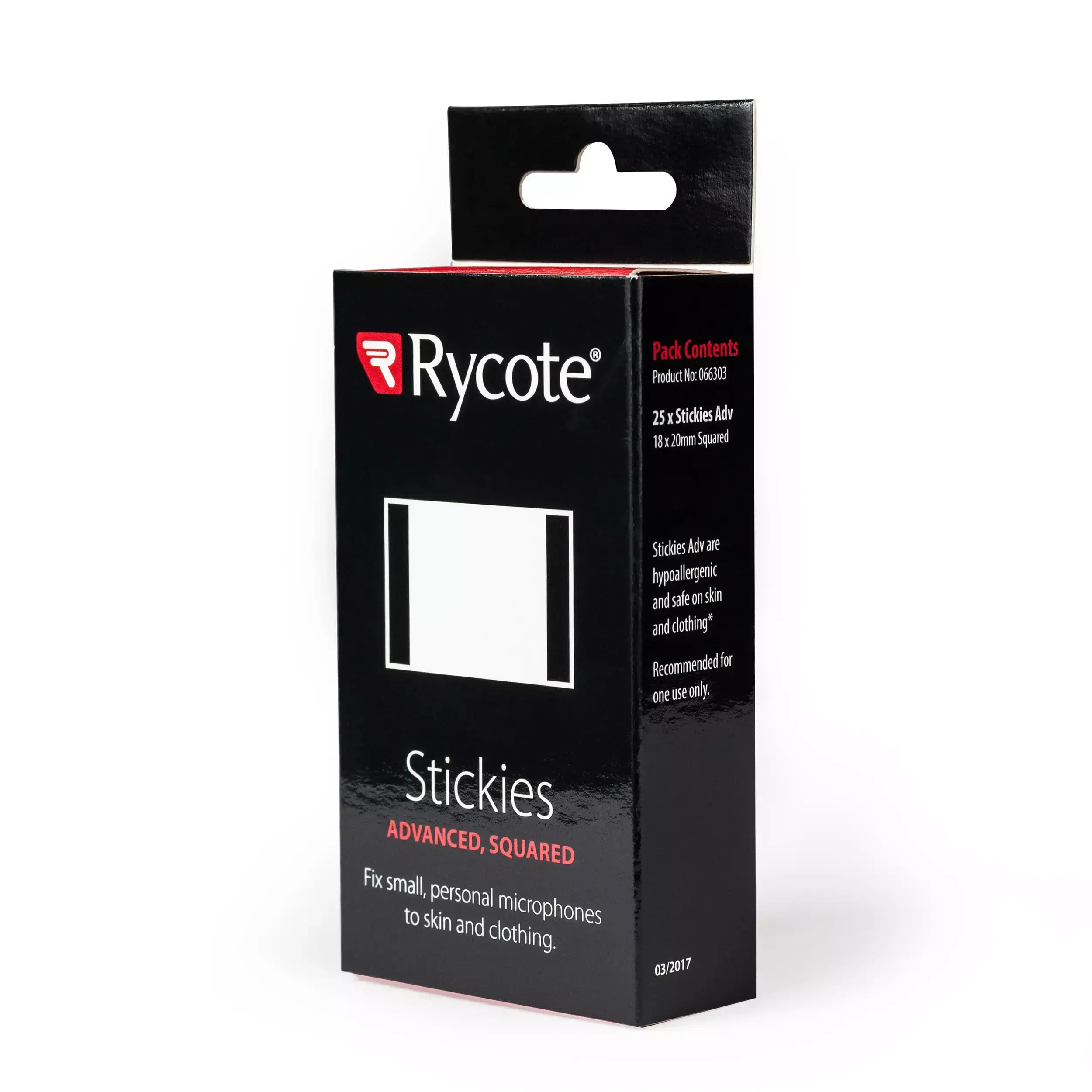 100 מדבקות מרובעות 20 מ"מ Rycote Stickies
